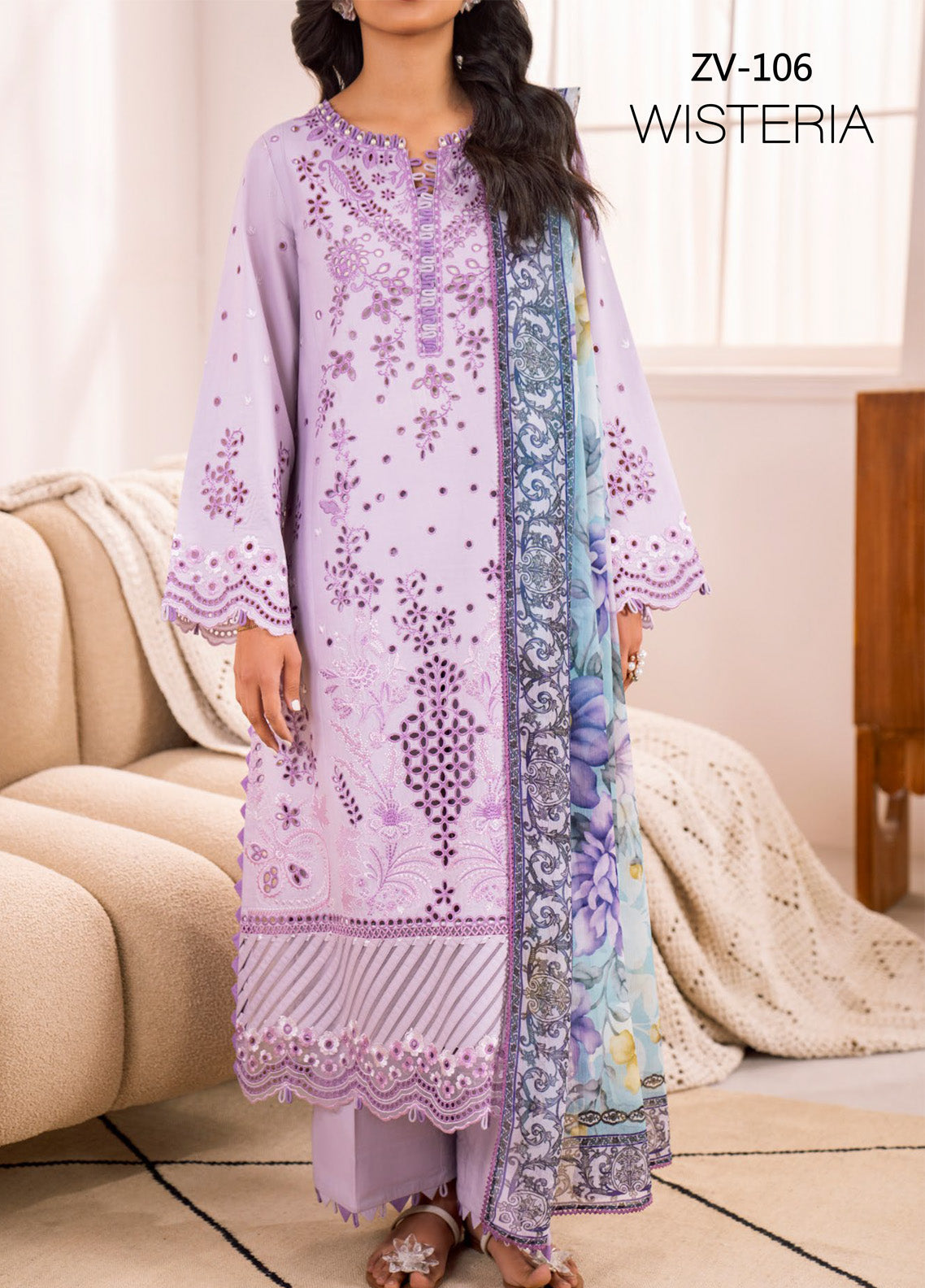 Azalea By Zavi Embroidered Lawn 3 Piece Unstitched Suit ZV25AL D-106 Azalea By Zavi Embroidered Lawn 3 Piece Unstitched Suit ZV25AL D-106