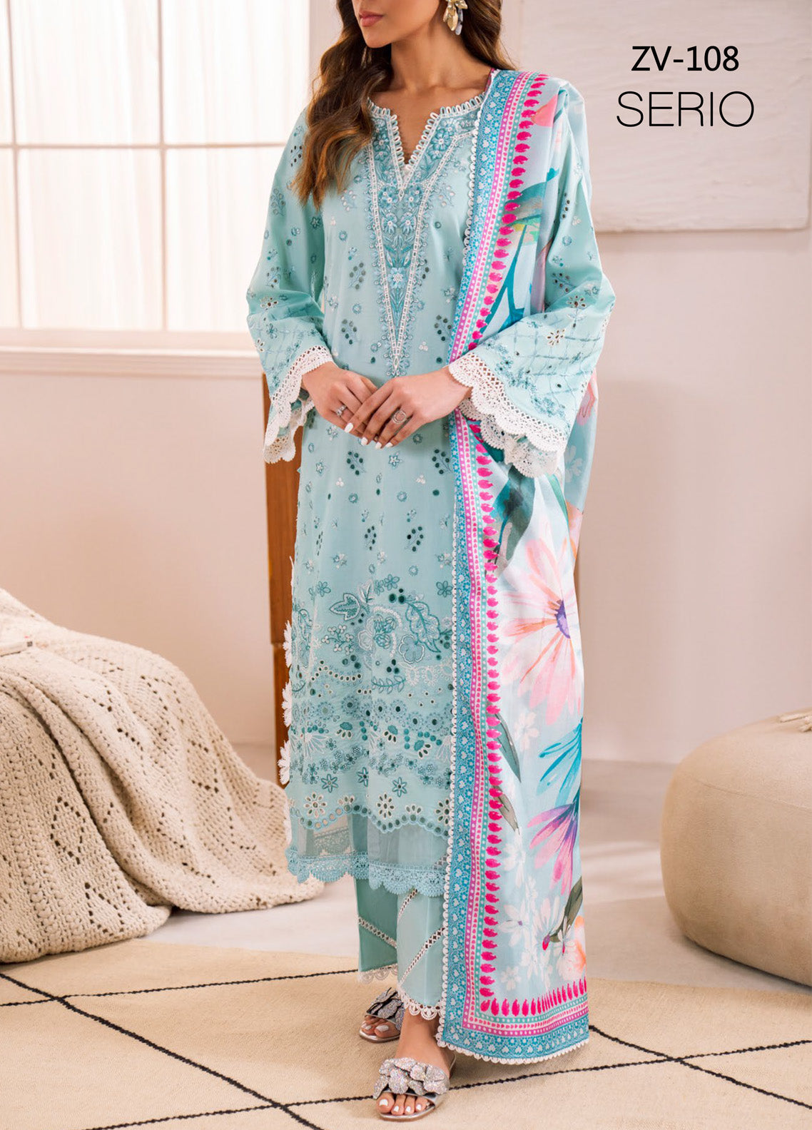 Azalea By Zavi Embroidered Lawn 3 Piece Unstitched Suit ZV25AL D-108 Azalea By Zavi Embroidered Lawn 3 Piece Unstitched Suit ZV25AL D-108