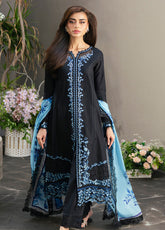 Azure Luxury Embroidered Lawn 3 Piece Unstitched Suit AZU25LL D-BLACK AMOUR