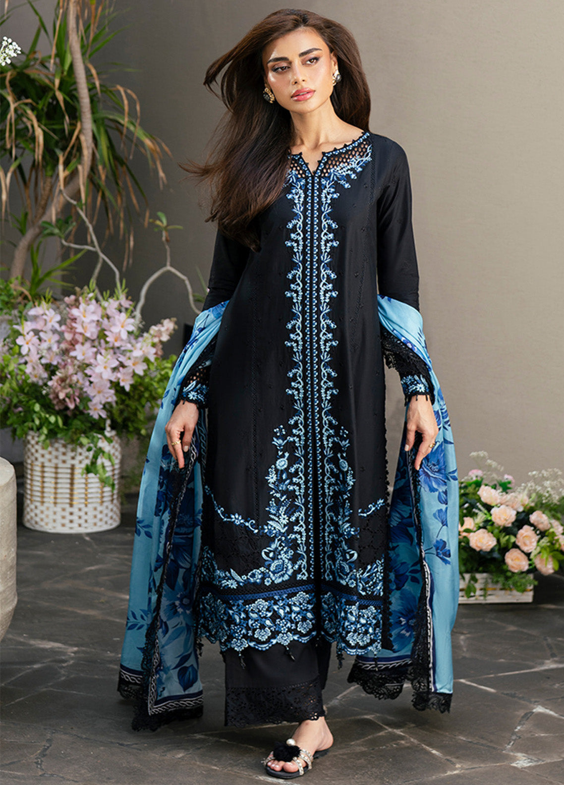 Azure Luxury Embroidered Lawn 3 Piece Unstitched Suit AZU25LL D-BLACK AMOUR Azure Luxury Embroidered Lawn 3 Piece Unstitched Suit AZU25LL D-BLACK AMOUR