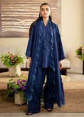 Azure Luxury Embroidered Lawn 3 Piece Unstitched Suit AZU25LL D-SAPPHIRE VEIL