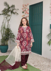 Bahar-E-Eid Shanzey Embroidered Lawn Cotton Stitched 3 Piece Suit For Girls S26BEL D-SHK-5201