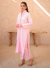 Basics By Zauk Plain Indian Raw Silk 2 Piece Stitched Suit ZK25SBD1 D-MISTY ROSE