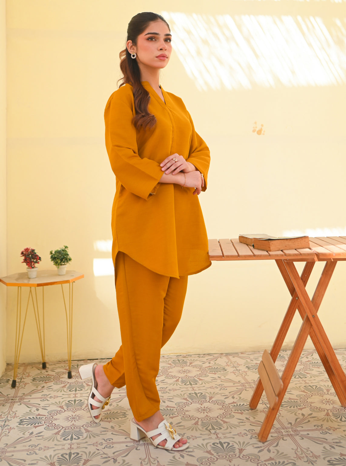 Basics By Zauk Plain Indian Raw Silk 2 Piece Stitched Suit ZK25SBD1 D-MUSTARD Basics By Zauk Plain Indian Raw Silk 2 Piece Stitched Suit ZK25SBD1 D-MUSTARD