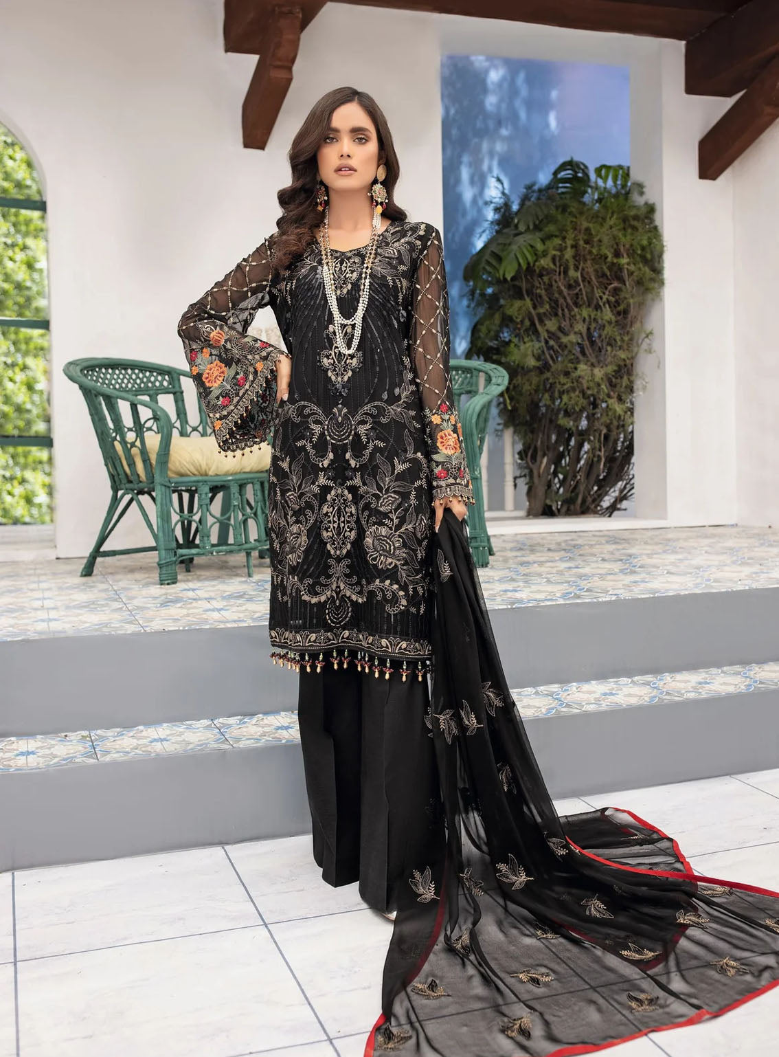 Best Of Flossie Luxury Embroidered Chiffon 3 Piece Unstitched Suit FS24KK D-905 Best Of Flossie Luxury Embroidered Chiffon 3 Piece Unstitched Suit FS24KK D-905