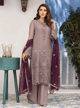 Best Of Flossie Luxury Embroidered Chiffon 3 Piece Unstitched Suit FS24KK D-908