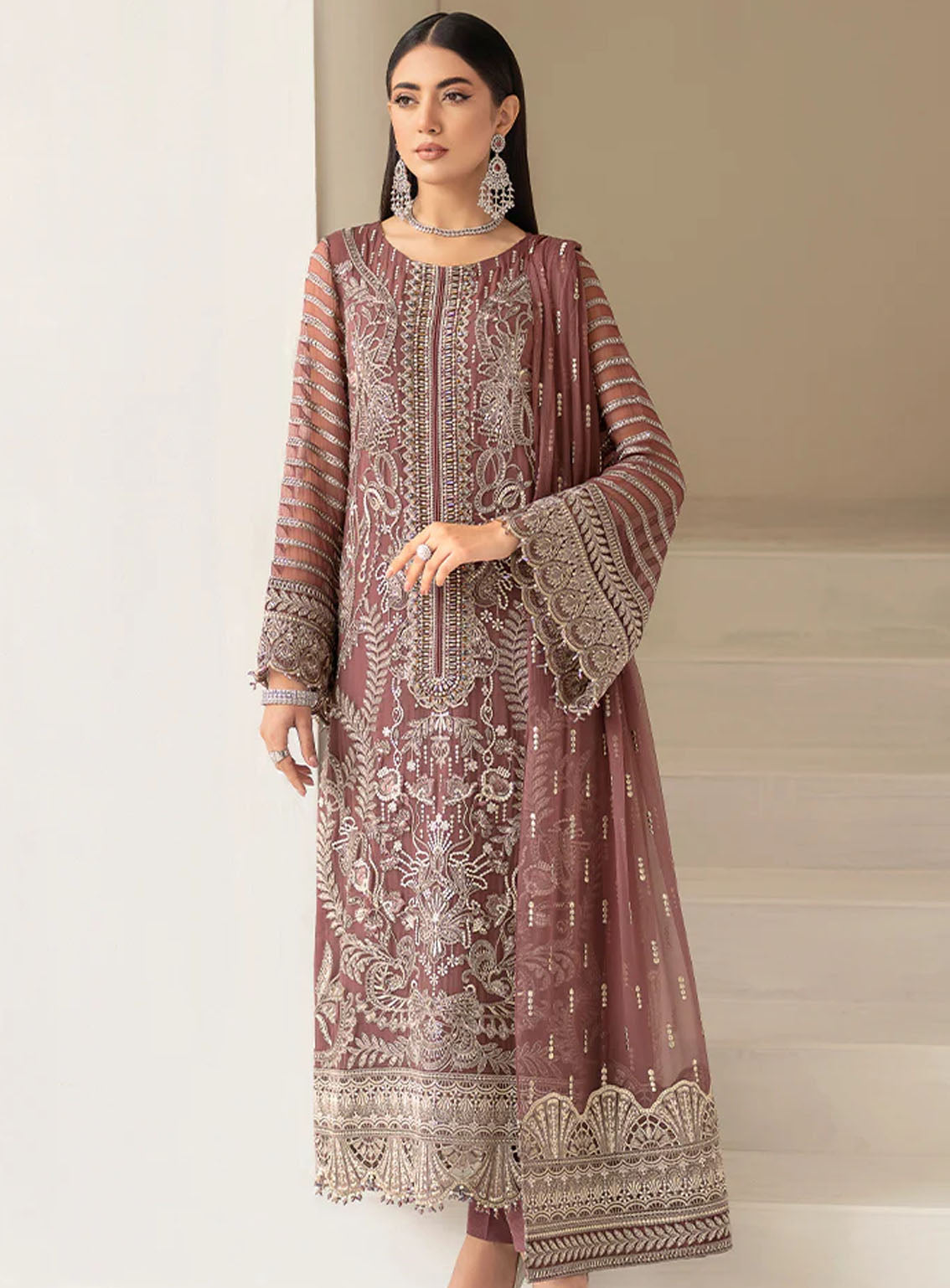 Best Of Flossie Luxury Embroidered Chiffon 3 Piece Unstitched Suit FS24LC D-603 Best Of Flossie Luxury Embroidered Chiffon 3 Piece Unstitched Suit FS24LC D-603