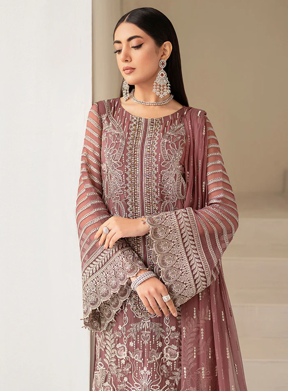 Best Of Flossie Luxury Embroidered Chiffon 3 Piece Unstitched Suit FS24LC D-603 Best Of Flossie Luxury Embroidered Chiffon 3 Piece Unstitched Suit FS24LC D-603