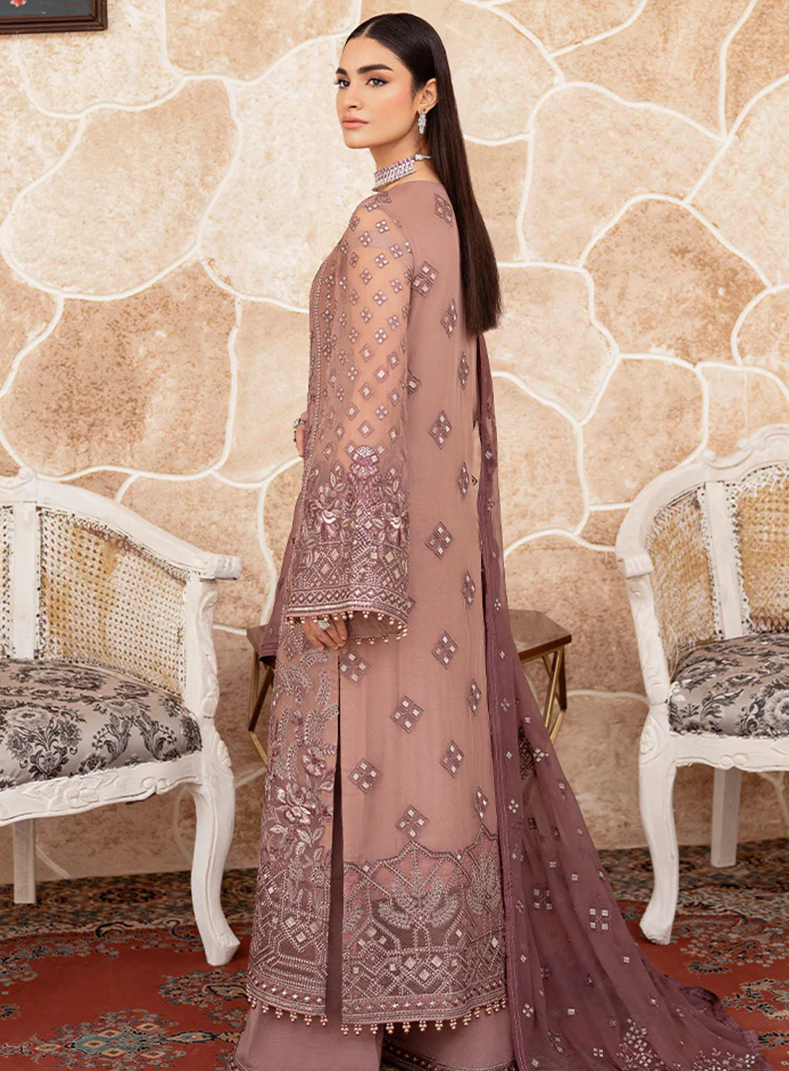Best Of Flossie Luxury Embroidered Chiffon 3 Piece Unstitched Suit FS24LC D-610 Best Of Flossie Luxury Embroidered Chiffon 3 Piece Unstitched Suit FS24LC D-610