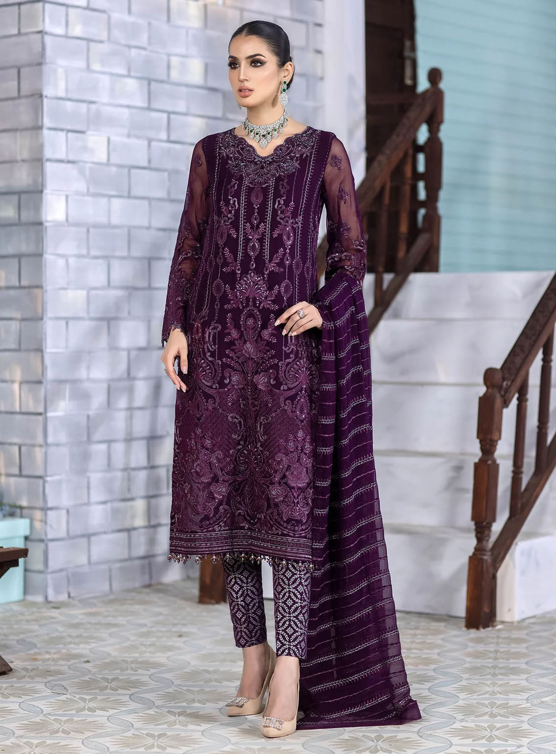 Best Of Flossie Luxury Embroidered Chiffon 3 Piece Unstitched Suit FS24SLC D-1003 Best Of Flossie Luxury Embroidered Chiffon 3 Piece Unstitched Suit FS24SLC D-1003