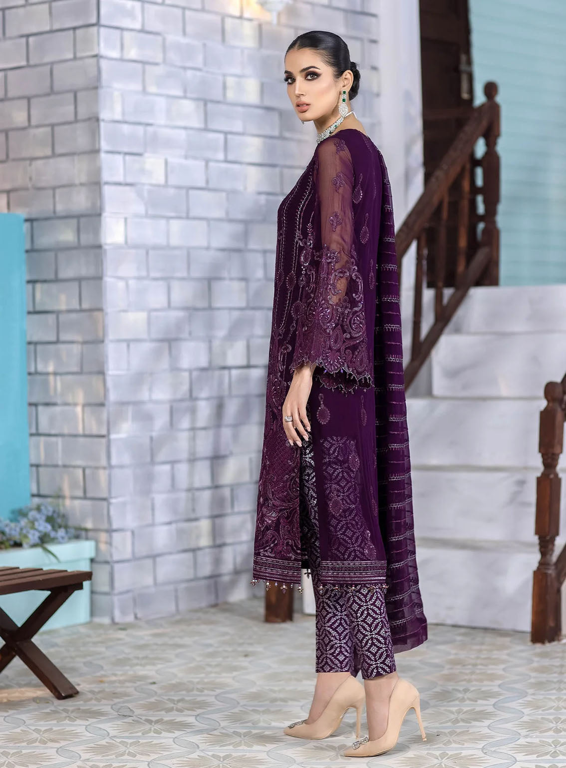 Best Of Flossie Luxury Embroidered Chiffon 3 Piece Unstitched Suit FS24SLC D-1003 Best Of Flossie Luxury Embroidered Chiffon 3 Piece Unstitched Suit FS24SLC D-1003