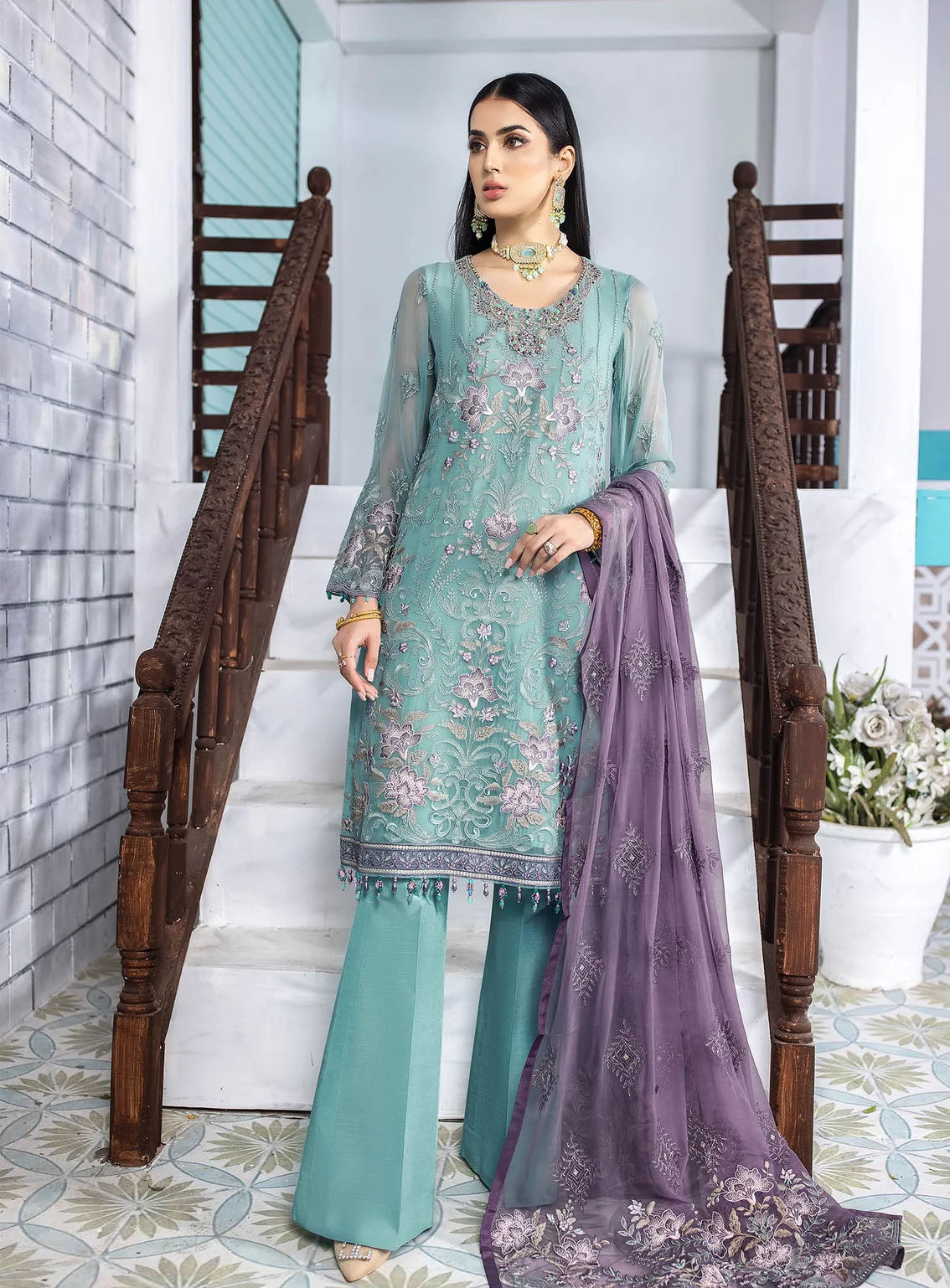 Best Of Flossie Luxury Embroidered Chiffon 3 Piece Unstitched Suit FS24SLC D-1009 Best Of Flossie Luxury Embroidered Chiffon 3 Piece Unstitched Suit FS24SLC D-1009