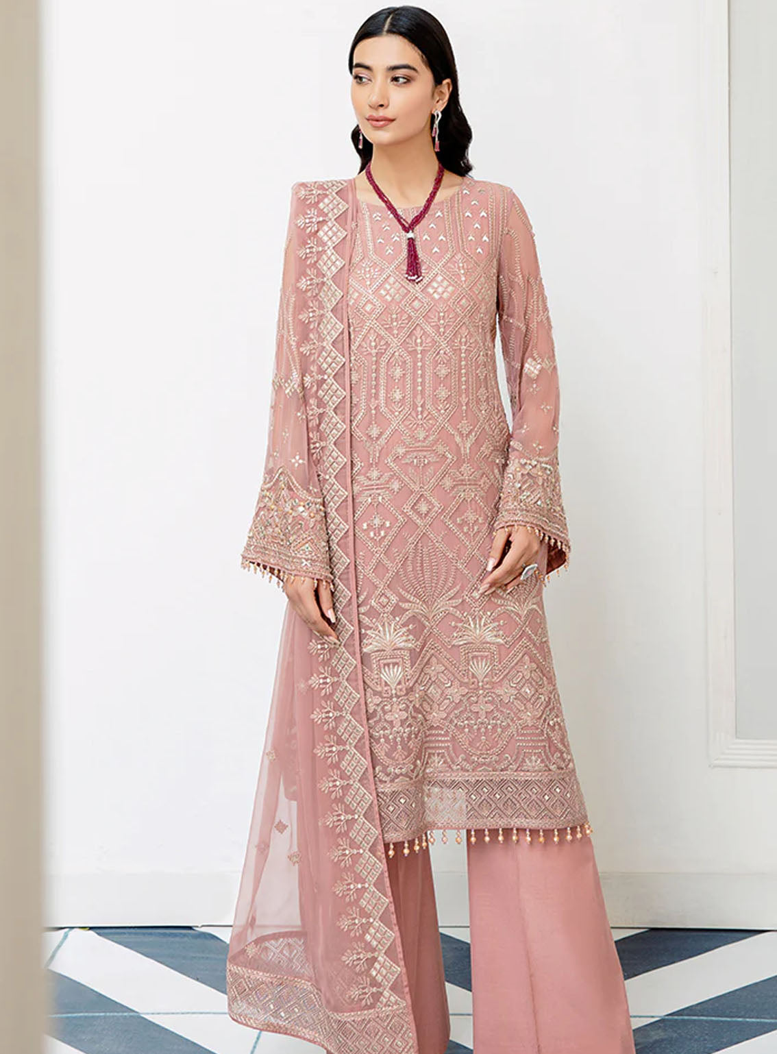 Best Of Flossie Luxury Embroidered Chiffon 3 Piece Unstitched Suit FS24SLC D-1101 Best Of Flossie Luxury Embroidered Chiffon 3 Piece Unstitched Suit FS24SLC D-1101