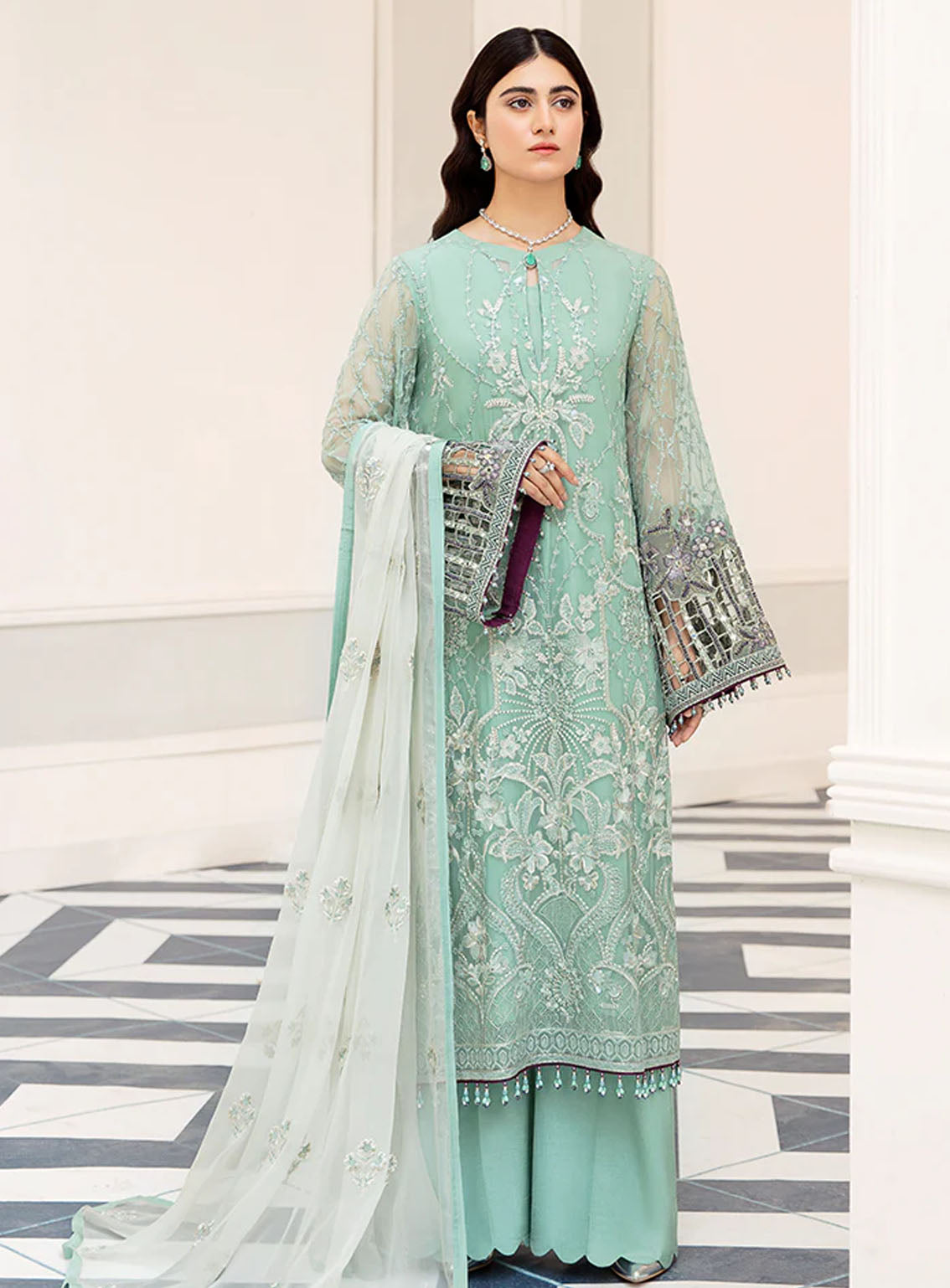 Best Of Flossie Luxury Embroidered Chiffon 3 Piece Unstitched Suit FS24SLC D-1102 Best Of Flossie Luxury Embroidered Chiffon 3 Piece Unstitched Suit FS24SLC D-1102