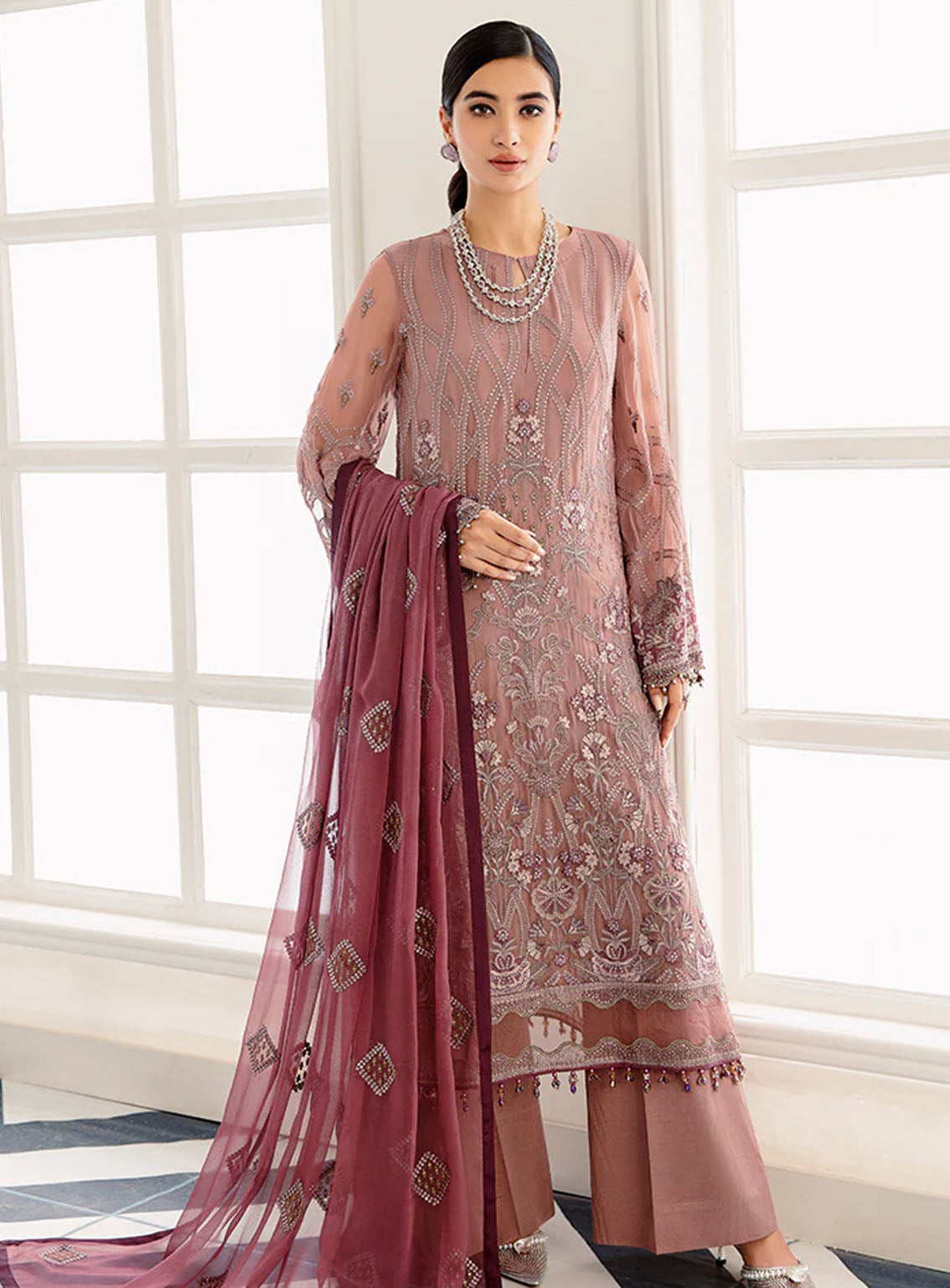 Best Of Flossie Luxury Embroidered Chiffon 3 Piece Unstitched Suit FS24SLC D-1109 Best Of Flossie Luxury Embroidered Chiffon 3 Piece Unstitched Suit FS24SLC D-1109