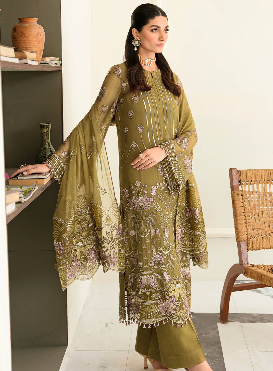 Best Of Flossie Luxury Embroidered Chiffon 3 Piece Unstitched Suit FS24SLC D-1203 Best Of Flossie Luxury Embroidered Chiffon 3 Piece Unstitched Suit FS24SLC D-1203