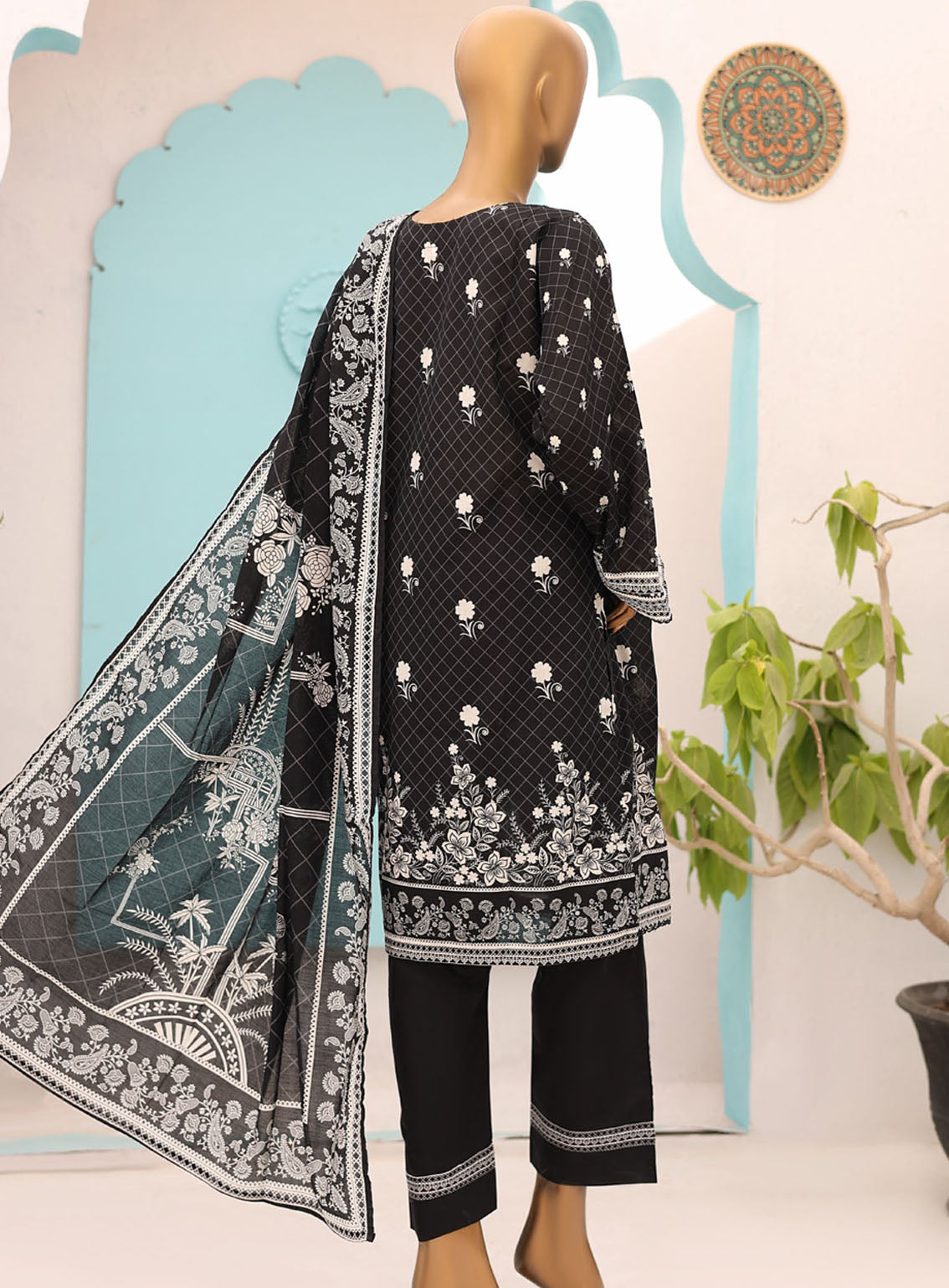 Bin Saeed Black & White Lawn 3 Piece Stitched Suit - BS24BWL BS-03 Bin Saeed Black & White Lawn 3 Piece Stitched Suit - BS24BWL BS-03