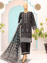 Bin Saeed Black & White Lawn 3 Piece Stitched Suit - BS24BWL BS-05