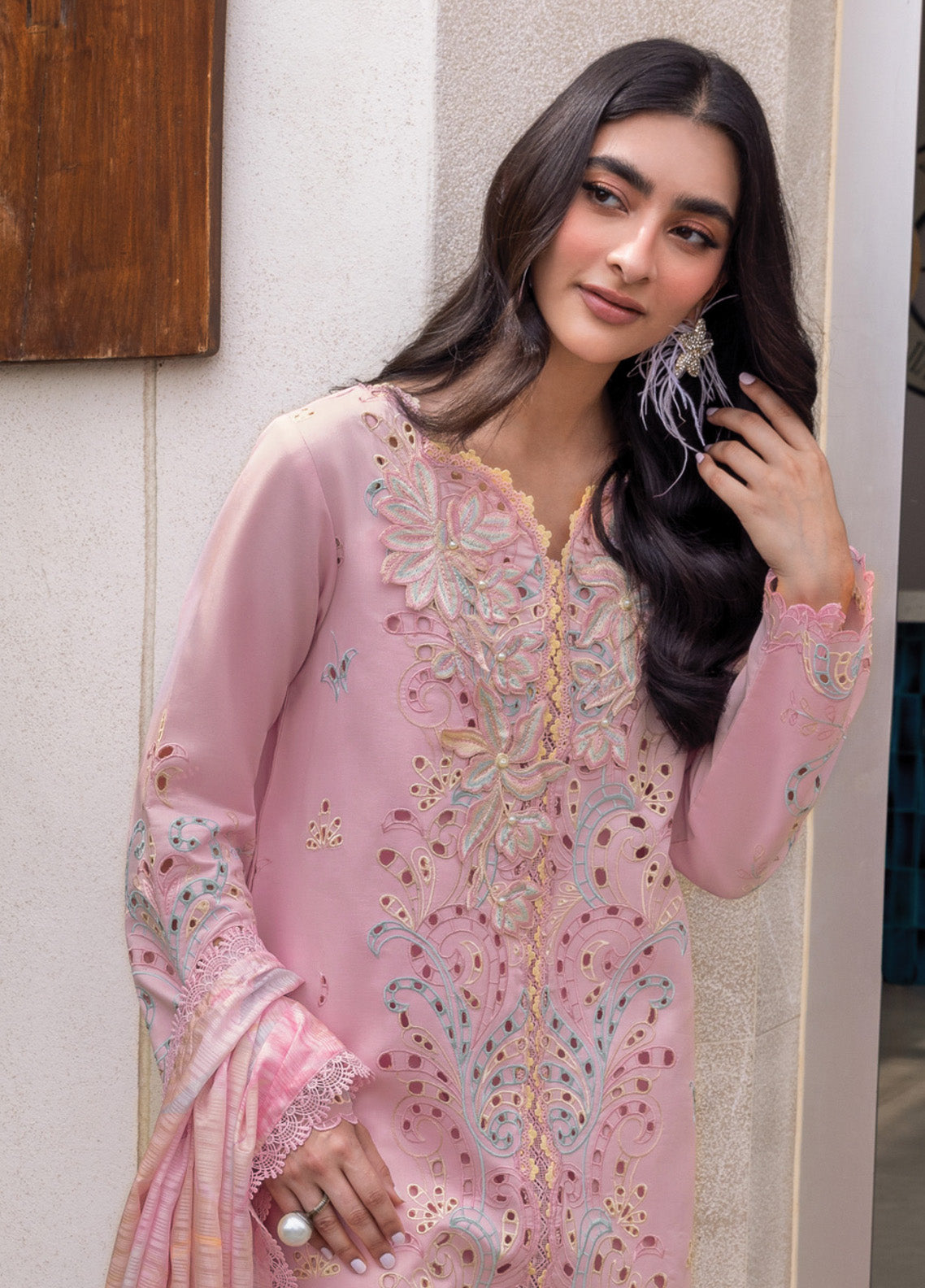 Carnation By Rang Rasiya Embroidered Lawn 3 Piece Unstitched Suit RR25CLFE D-03 IRHA Carnation By Rang Rasiya Embroidered Lawn 3 Piece Unstitched Suit RR25CLFE D-03 IRHA