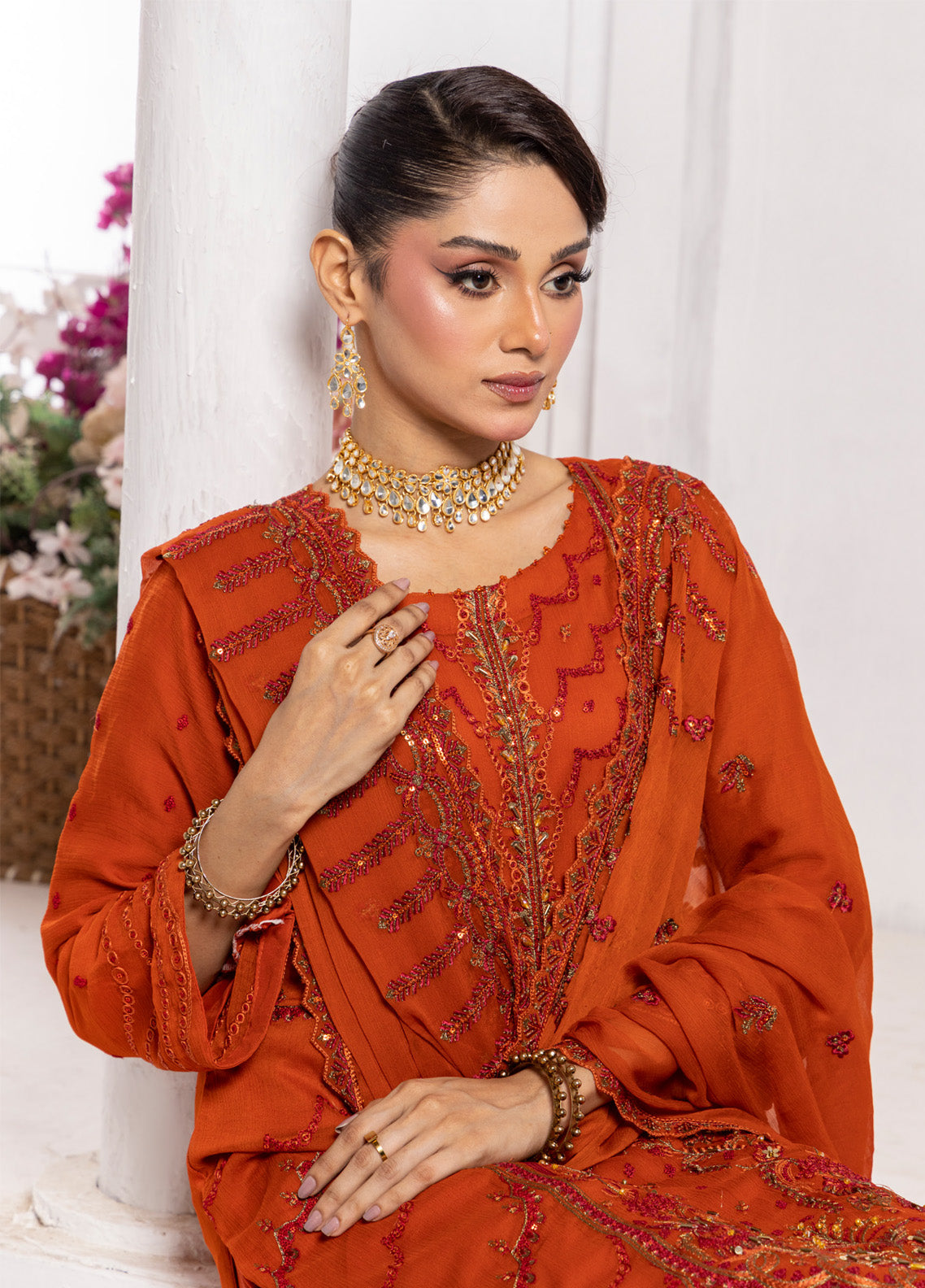 Celeste By Schick Embroidered Chiffon 3 Piece Semi Stitched Suit SDH25CLC AT-01 Celeste By Schick Embroidered Chiffon 3 Piece Semi Stitched Suit SDH25CLC AT-01