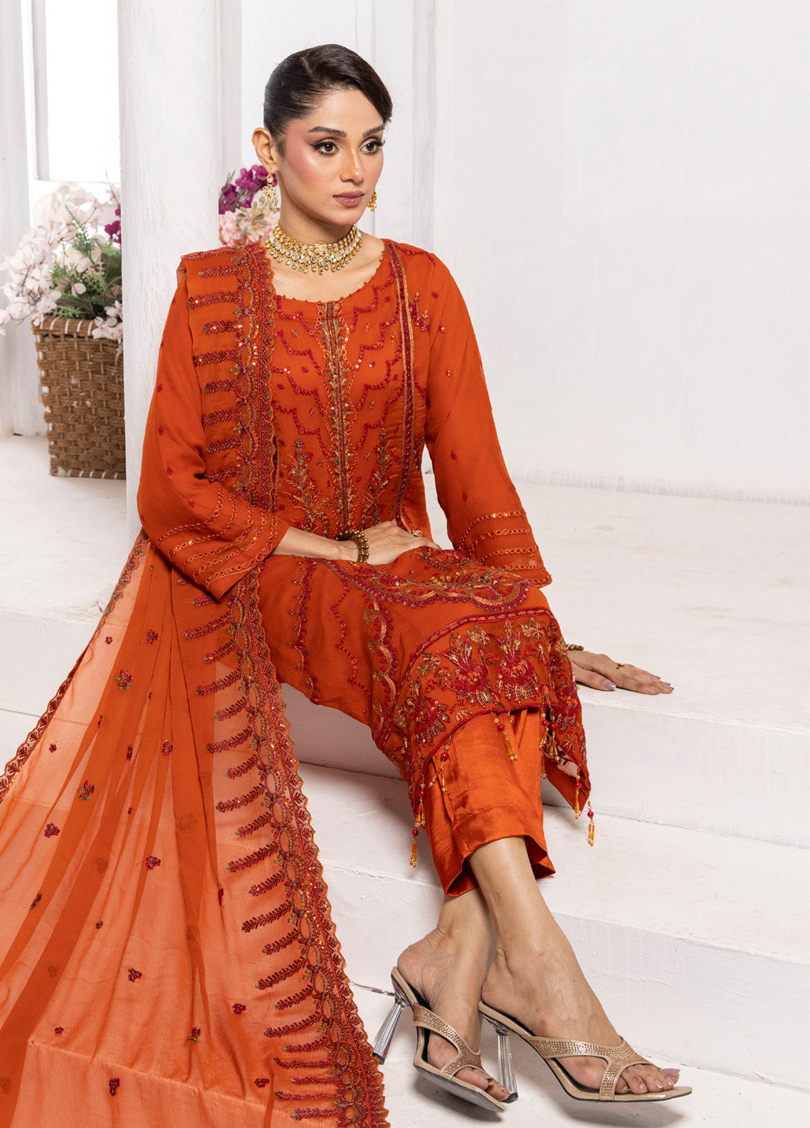 Celeste By Schick Embroidered Chiffon 3 Piece Semi Stitched Suit SDH25CLC AT-01 Celeste By Schick Embroidered Chiffon 3 Piece Semi Stitched Suit SDH25CLC AT-01