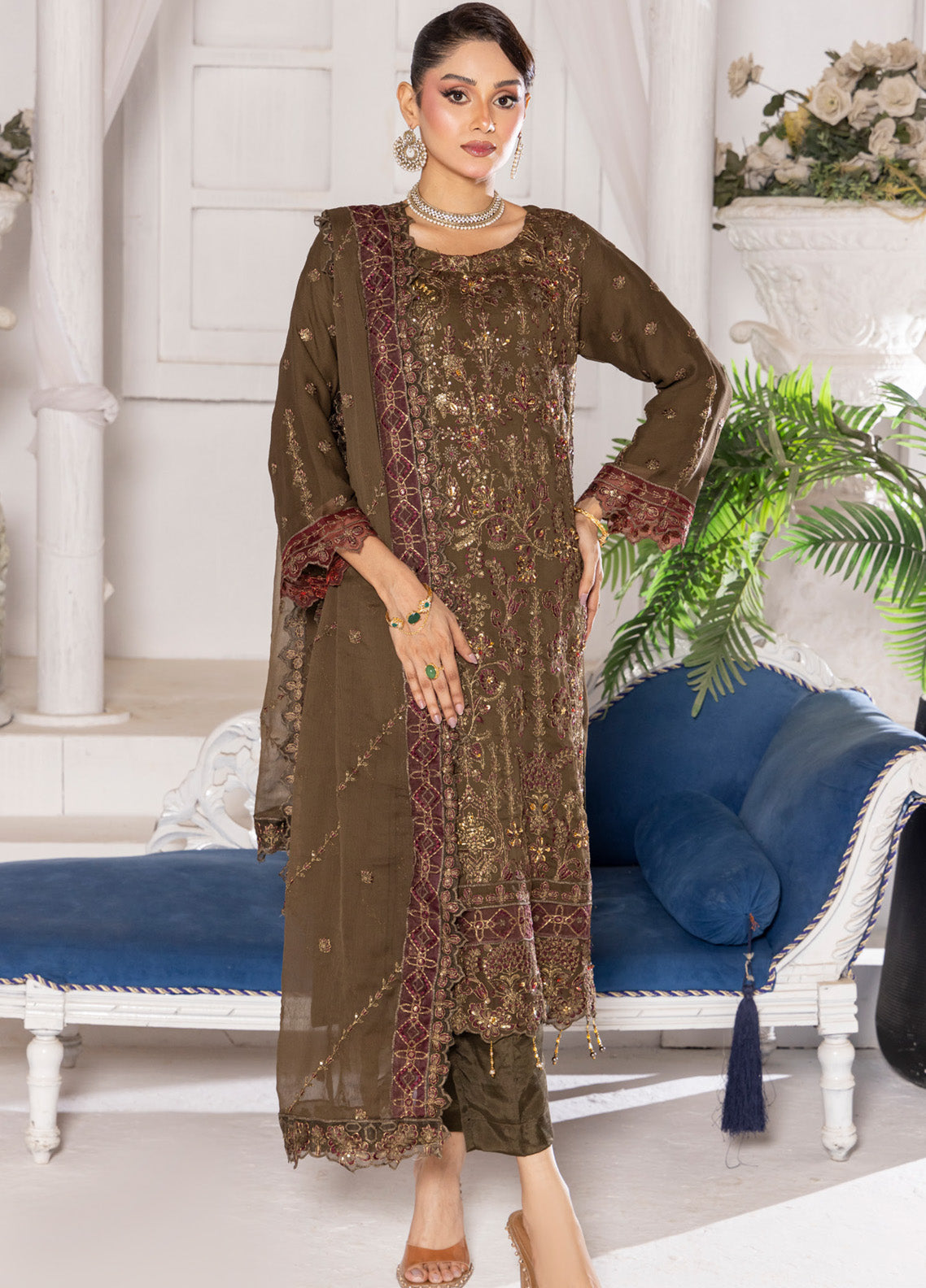 Celeste By Schick Embroidered Chiffon 3 Piece Semi Stitched Suit SDH25CLC AT-02 Celeste By Schick Embroidered Chiffon 3 Piece Semi Stitched Suit SDH25CLC AT-02