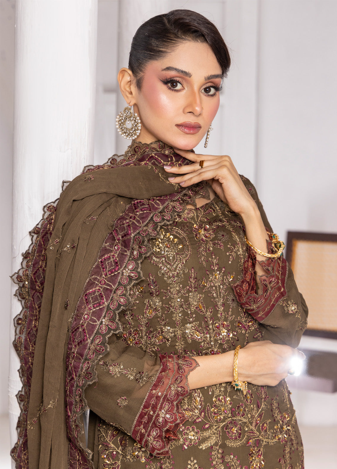Celeste By Schick Embroidered Chiffon 3 Piece Semi Stitched Suit SDH25CLC AT-02 Celeste By Schick Embroidered Chiffon 3 Piece Semi Stitched Suit SDH25CLC AT-02
