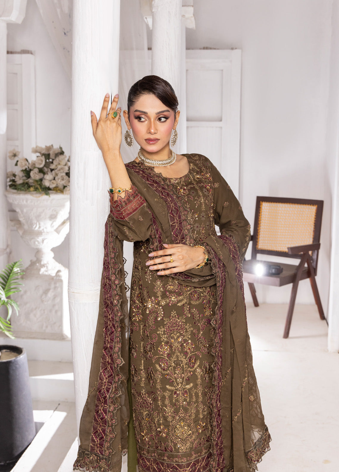 Celeste By Schick Embroidered Chiffon 3 Piece Semi Stitched Suit SDH25CLC AT-02 Celeste By Schick Embroidered Chiffon 3 Piece Semi Stitched Suit SDH25CLC AT-02