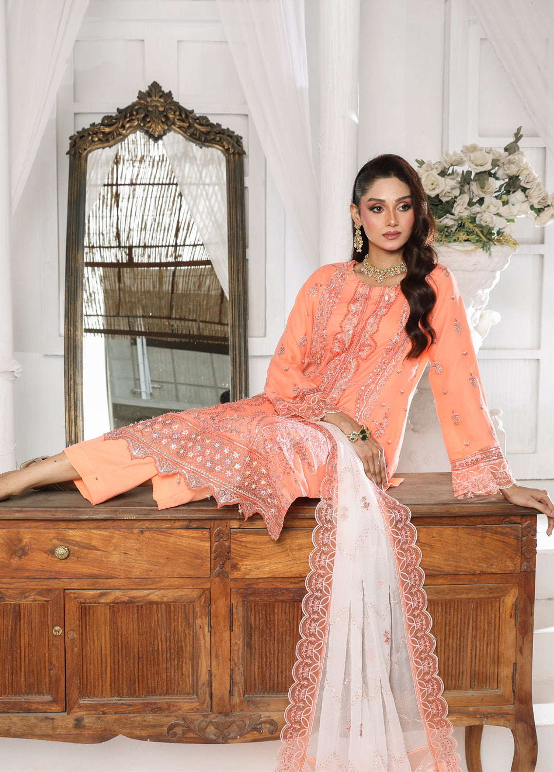 Celeste By Schick Embroidered Chiffon 3 Piece Semi Stitched Suit SDH25CLC AT-04 Celeste By Schick Embroidered Chiffon 3 Piece Semi Stitched Suit SDH25CLC AT-04