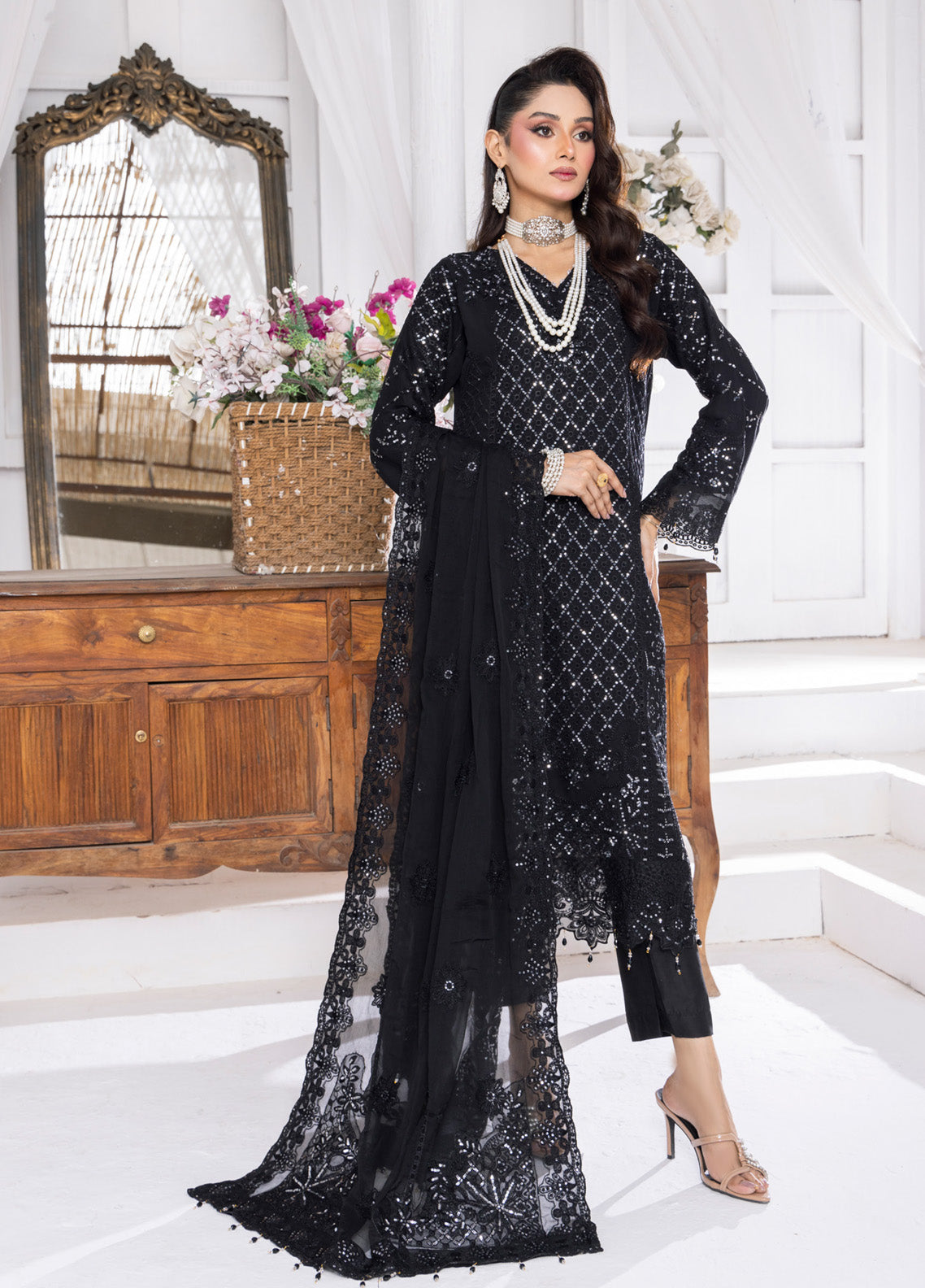 Celeste By Schick Embroidered Chiffon 3 Piece Semi Stitched Suit SDH25CLC AT-05 Celeste By Schick Embroidered Chiffon 3 Piece Semi Stitched Suit SDH25CLC AT-05