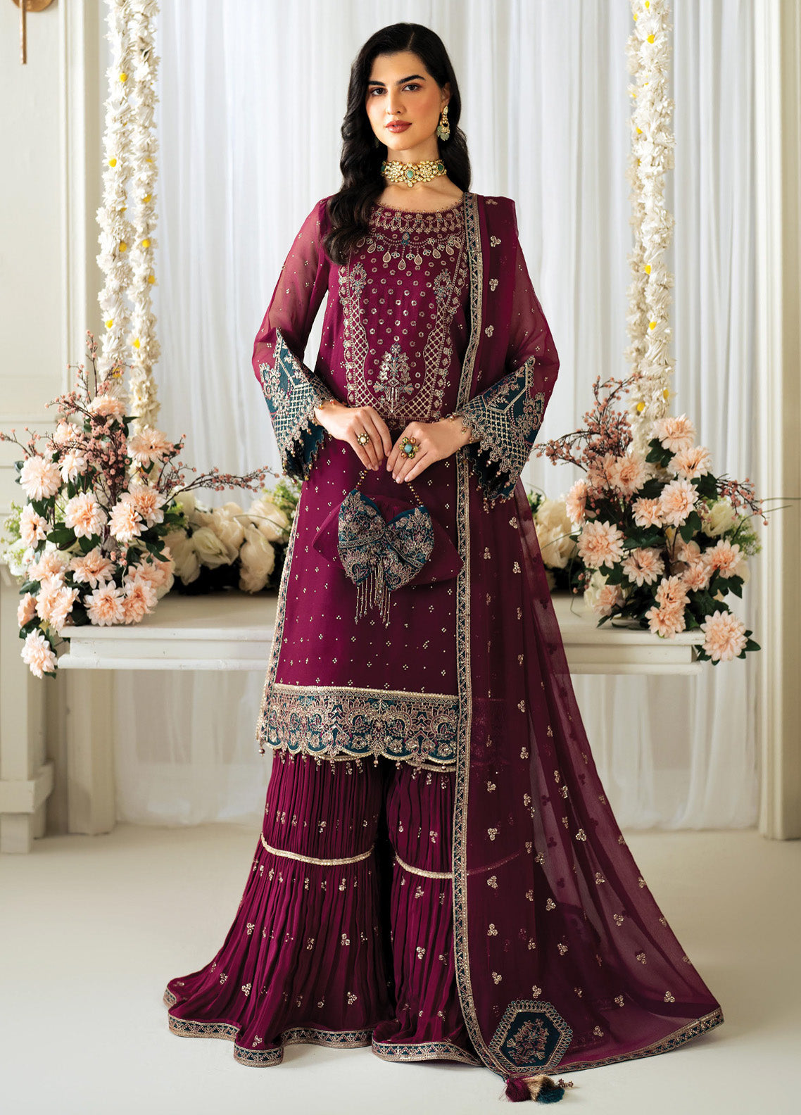 Celine By Alizeh Embroidered Chiffon 3 Piece Unstitched Suit AF25C D-8001 ROSIE Celine By Alizeh Embroidered Chiffon 3 Piece Unstitched Suit AF25C D-8001 ROSIE