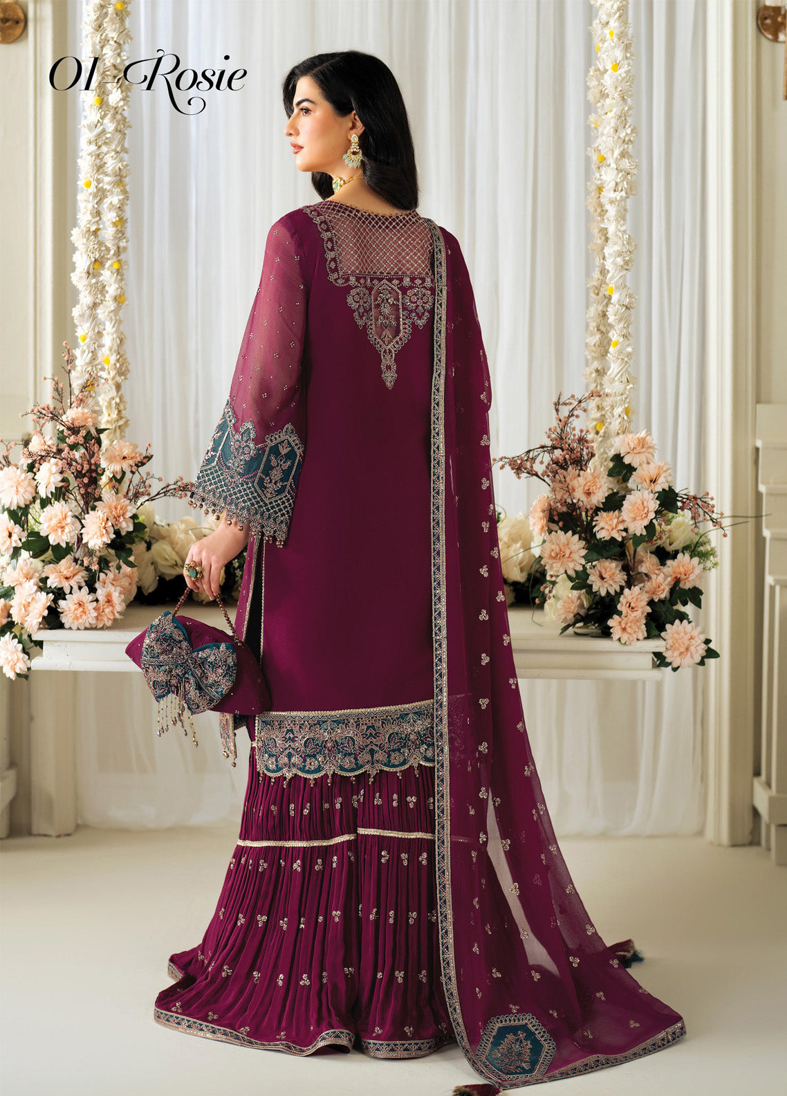 Celine By Alizeh Embroidered Chiffon 3 Piece Unstitched Suit AF25C D-8001 ROSIE Celine By Alizeh Embroidered Chiffon 3 Piece Unstitched Suit AF25C D-8001 ROSIE