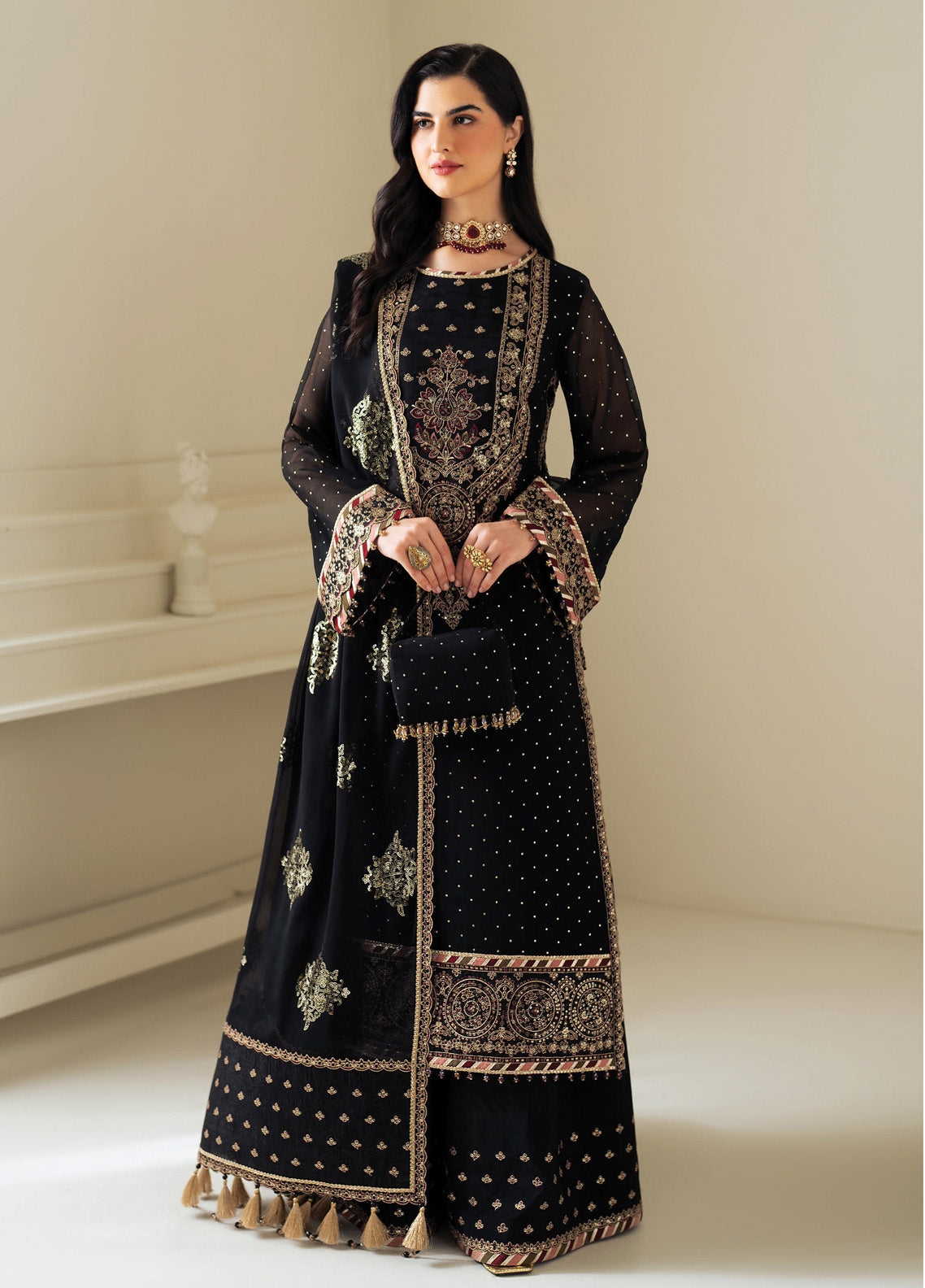 Celine By Alizeh Embroidered Chiffon 3 Piece Unstitched Suit AF25C D-8005 ALBA Celine By Alizeh Embroidered Chiffon 3 Piece Unstitched Suit AF25C D-8005 ALBA