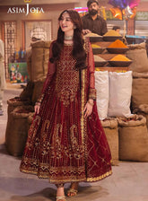 Chamkeeli By Asim Jofa Luminous Luxe Festive Embroidered Net 3 Piece Unstitched Suit AJ24CF AJKK-13