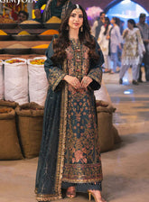 Chamkeeli By Asim Jofa Luminous Luxe Festive Embroidered Silk 3 Piece Unstitched Suit AJ24CF AJKK-09