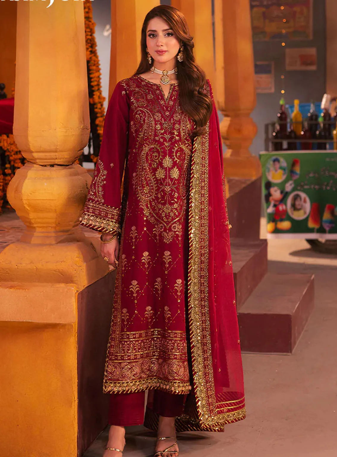 Chamkeeli By Asim Jofa Luminous Luxe Festive Embroidered Silk 3 Piece Unstitched Suit AJ24CF AJKK-19 Chamkeeli By Asim Jofa Luminous Luxe Festive Embroidered Silk 3 Piece Unstitched Suit AJ24CF AJKK-19