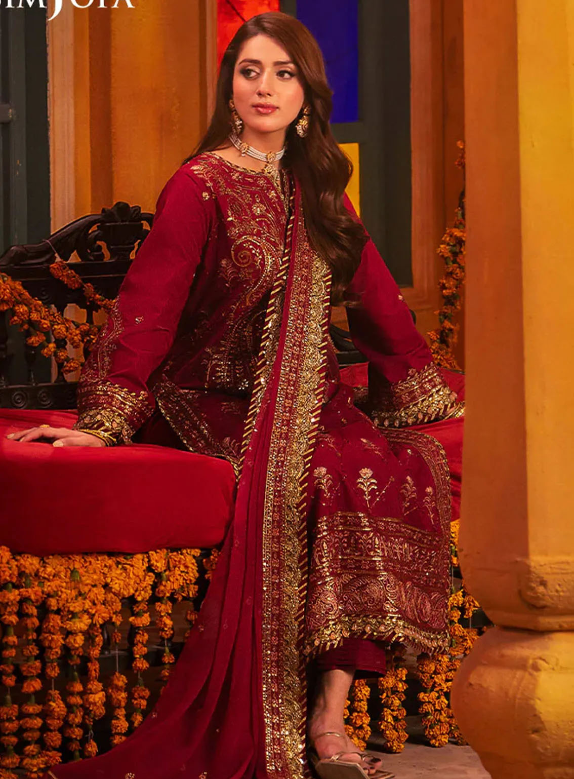 Chamkeeli By Asim Jofa Luminous Luxe Festive Embroidered Silk 3 Piece Unstitched Suit AJ24CF AJKK-19 Chamkeeli By Asim Jofa Luminous Luxe Festive Embroidered Silk 3 Piece Unstitched Suit AJ24CF AJKK-19