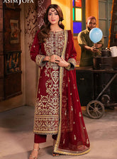 Chamkeeli By Asim Jofa Luminous Luxe Festive Embroidered Silk 3 Piece Unstitched Suit AJ24CF AJKK-20