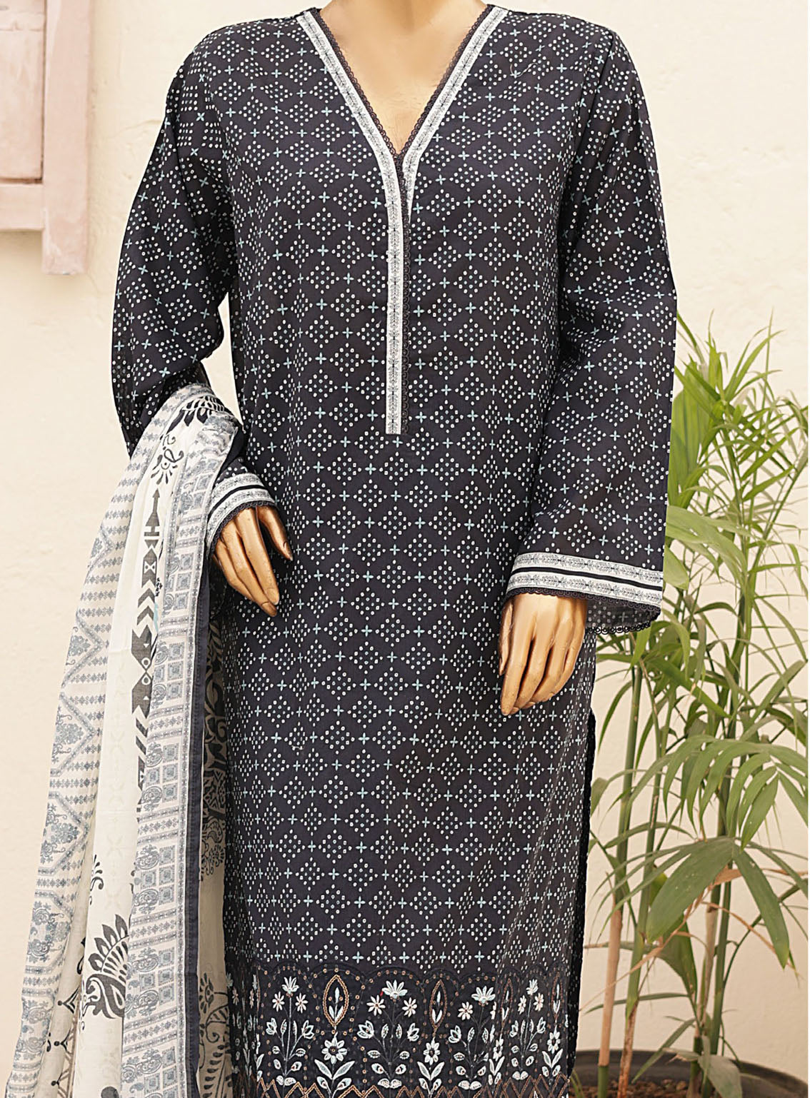 Chand Bagh By Bin Saeed Embroidered Lawn 3 Piece Stitched Suit - BS24CBEL D-147 Chand Bagh By Bin Saeed Embroidered Lawn 3 Piece Stitched Suit - BS24CBEL D-147