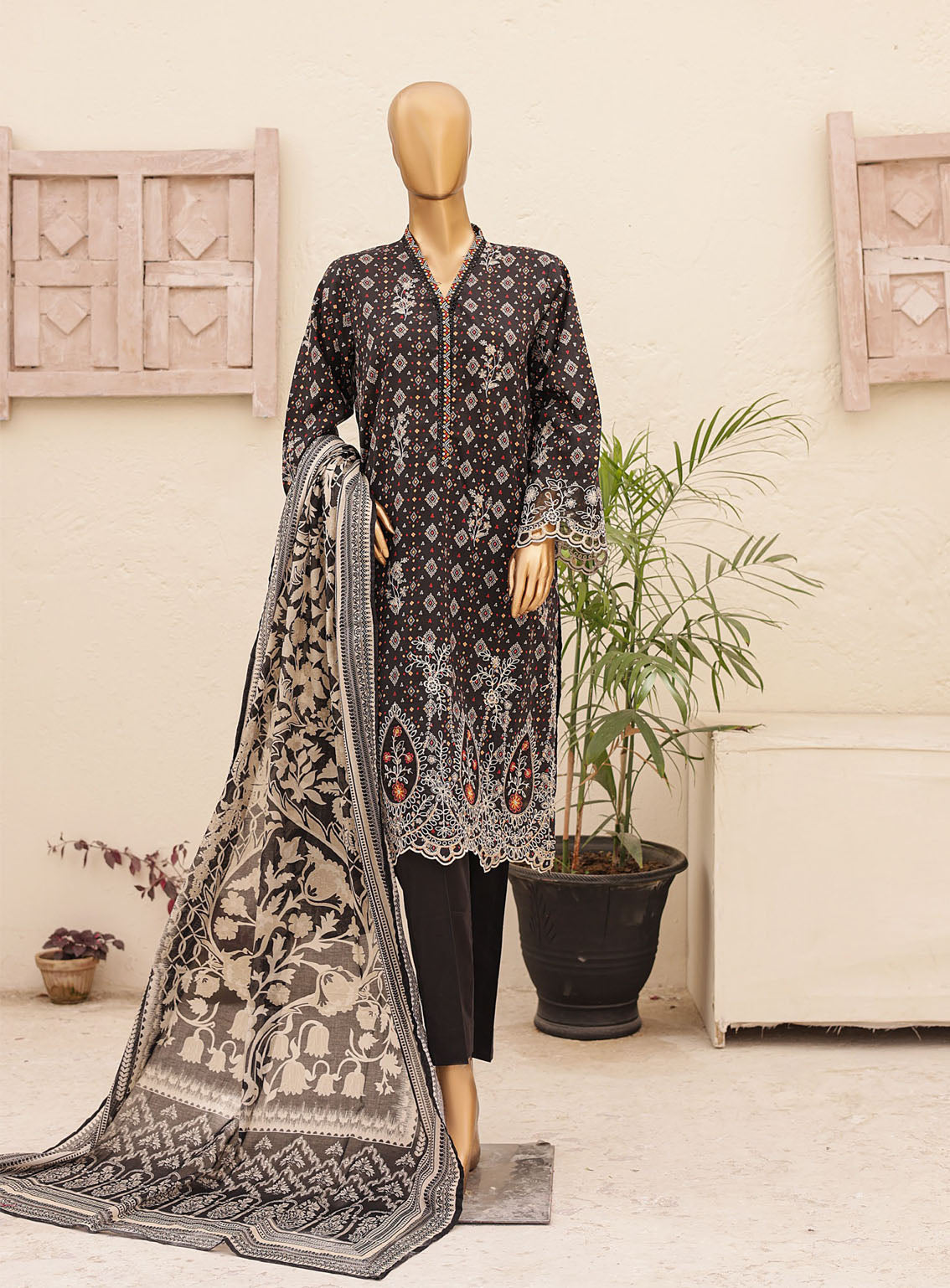 Chand Bagh By Bin Saeed Embroidered Lawn 3 Piece Stitched Suit - BS24CBEL D-28 Chand Bagh By Bin Saeed Embroidered Lawn 3 Piece Stitched Suit - BS24CBEL D-28