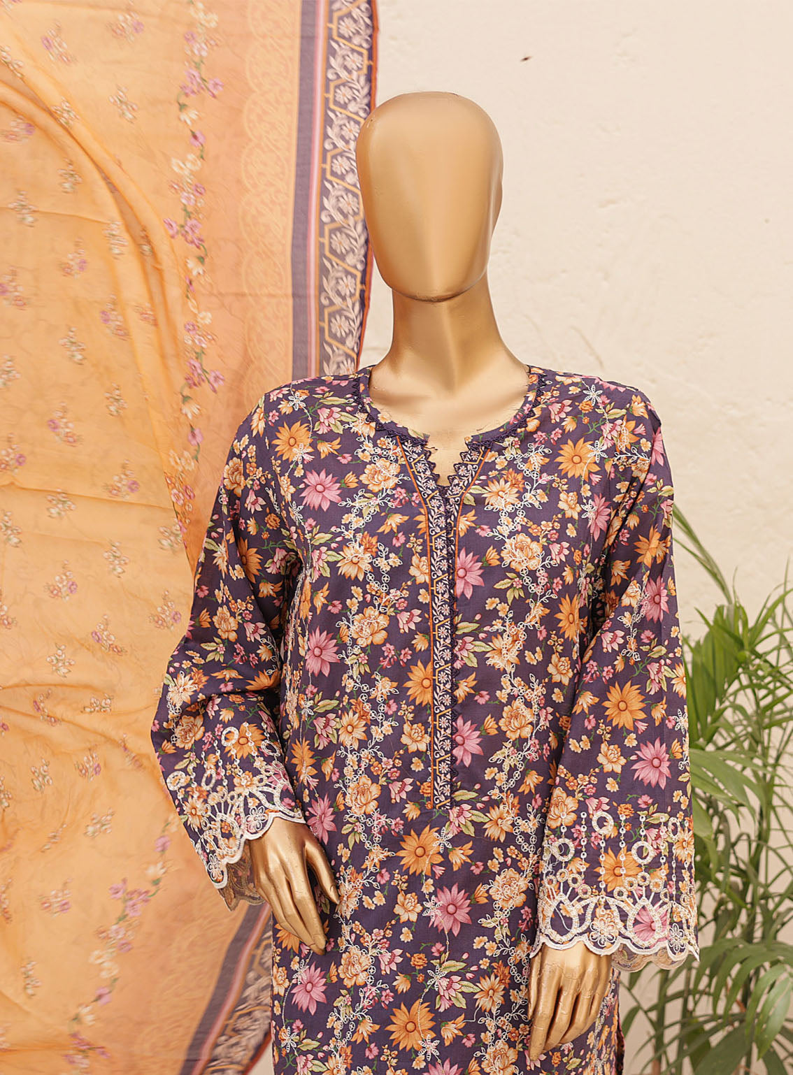 Chand Bagh By Bin Saeed Embroidered Lawn 3 Piece Stitched Suit - BS24CBEL D-32 Chand Bagh By Bin Saeed Embroidered Lawn 3 Piece Stitched Suit - BS24CBEL D-32