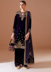 Chandni By Jazmin Embroidered Velvet 3 Piece Unstitched Suit JZ25CLV D-CVF-08 NILOFER