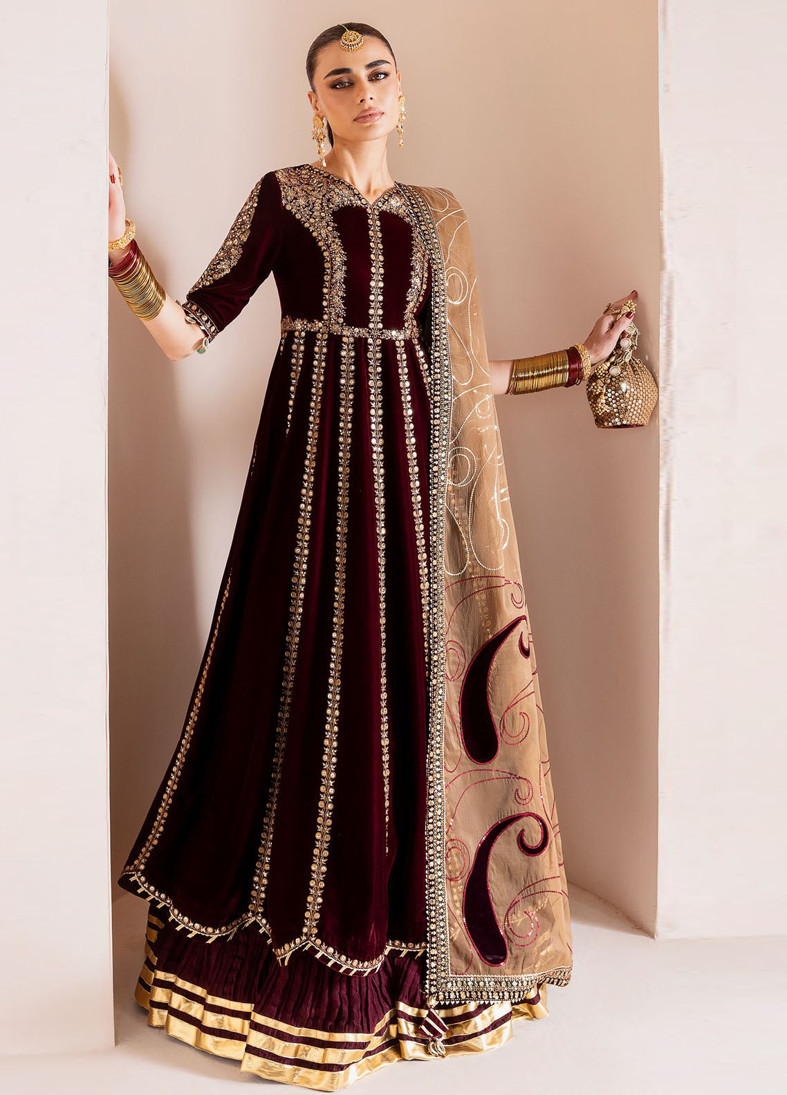 Chandni By Jazmin Embroidered Velvet 3 Piece Unstitched Suit JZ25CLV D-CVF-12 GULMIRA Chandni By Jazmin Embroidered Velvet 3 Piece Unstitched Suit JZ25CLV D-CVF-12 GULMIRA