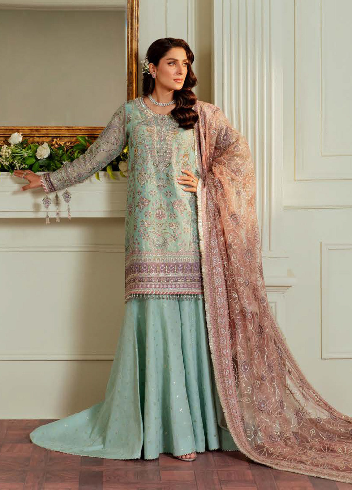 Chantelle By Baroque Embroidered Zari Net 3 Piece Unstitched Suit BQ24CEV13 EC-08 Chantelle By Baroque Embroidered Zari Net 3 Piece Unstitched Suit BQ24CEV13 EC-08