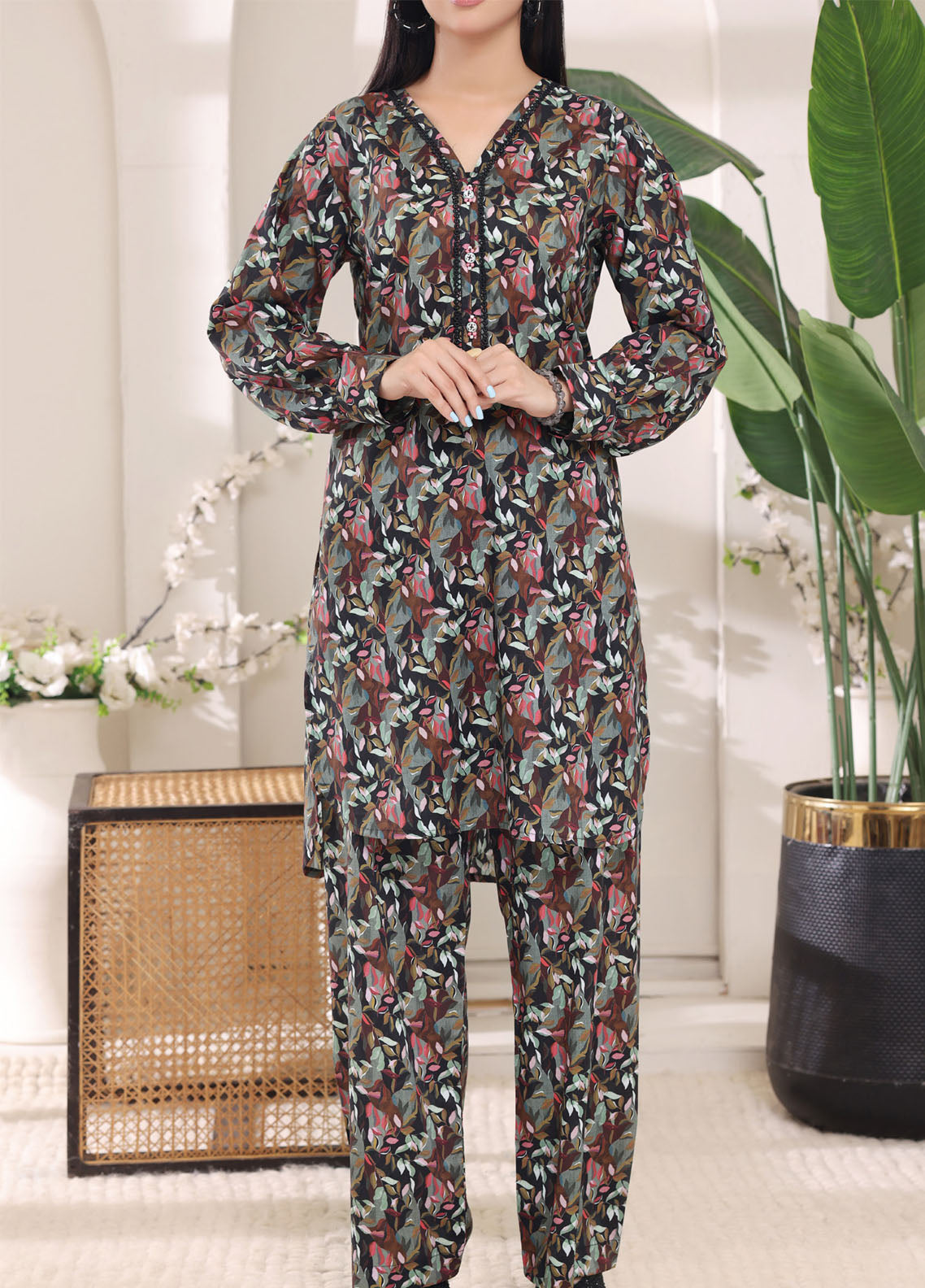 Co-Ordset By Aizal Printed Cambric 2 Piece Stitched Suit AL25COS D-717 Co-Ordset By Aizal Printed Cambric 2 Piece Stitched Suit AL25COS D-717