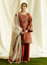 Coco By Zara Shahjahan Embroidered Khaddar 3 Piece Unstitched Suit CZS24W D4B TOPAZ