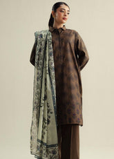 Coco Prints By Zara Shahjahan Printed Cotton Satin 3 Piece Unstitched Suit CZS25PD4 D-6A ROVE