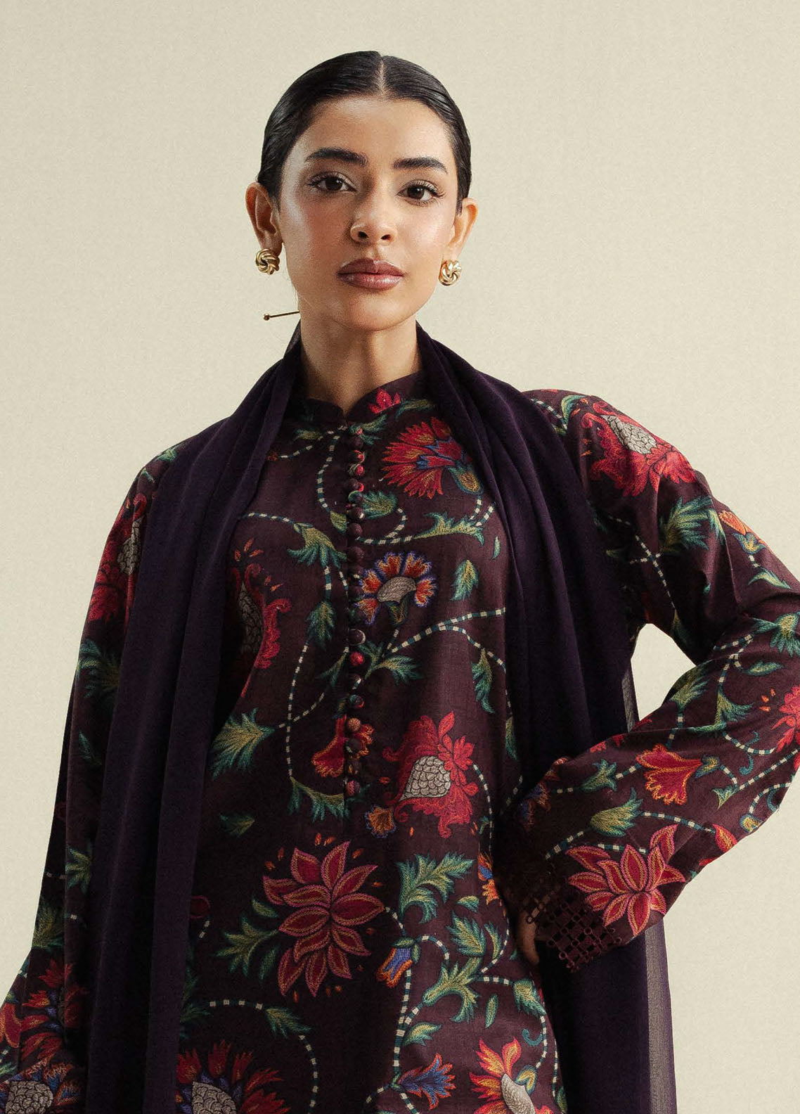 Coco Prints By Zara Shahjahan Printed Slub Cotton 3 Piece Unstitched Suit CZS25PD4 D-1A MEADOW Coco Prints By Zara Shahjahan Printed Slub Cotton 3 Piece Unstitched Suit CZS25PD4 D-1A MEADOW