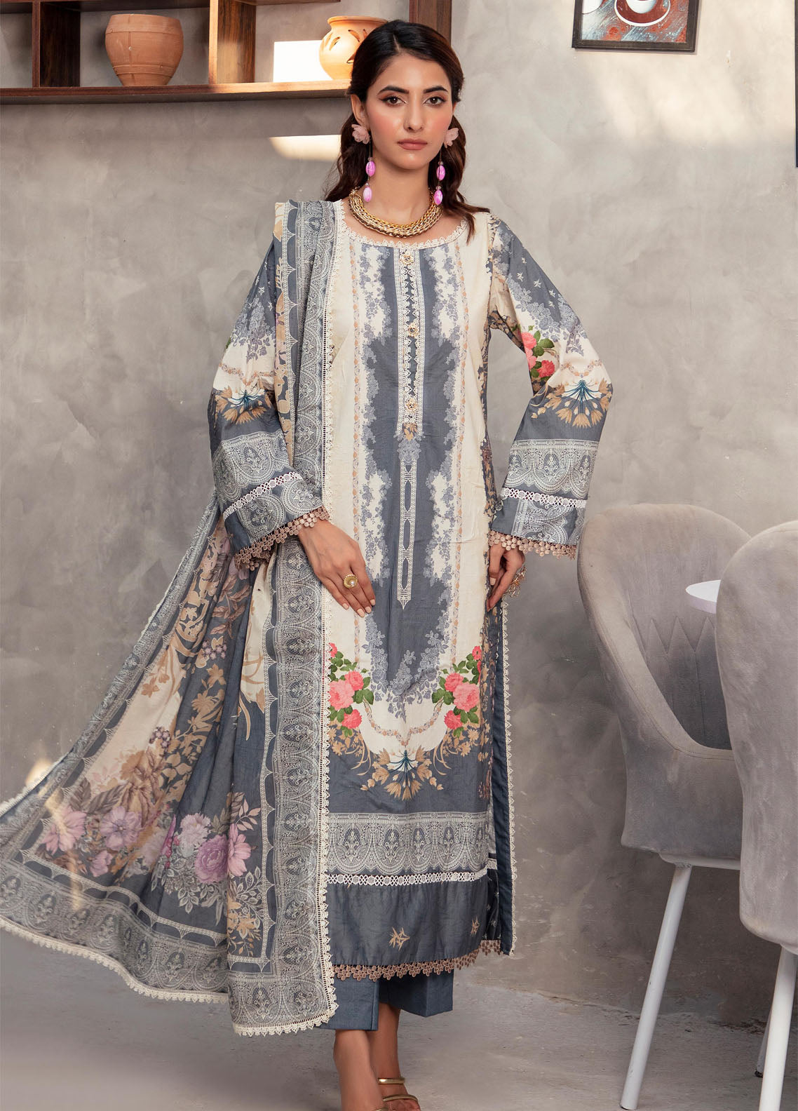 Colors By Alzohaib Digital Printed Cambric 3 Piece Unstitched Suit AZ25CCV2 CDC-7009 Colors By Alzohaib Digital Printed Cambric 3 Piece Unstitched Suit AZ25CCV2 CDC-7009
