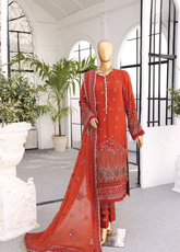 Cortesia By HZ Textile Luxury Embroidered Chiffon 3 Piece Unstitched Suit HZ24CLEC D-02